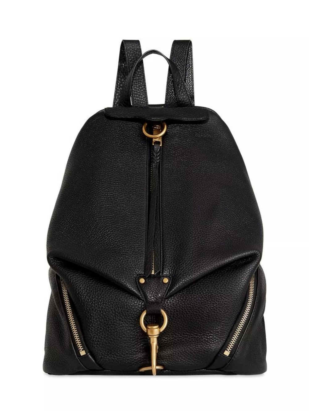 Rebecca Minkoff Julian Black Pebbled Leather Backpack - Gold Hardware NWT - Picture 6 of 15